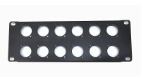 2U 10 inch Rack Panel Punched for 12x XLR Neutrik D-Series Connectors