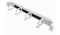 1U 4 Ring Horizontal Recessed Cable Tidy Management Panel with Brush Strip-Grey