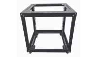 9u 19 inch 4 Post Open Frame Rack - Heavy Duty Flat Pack Data Network - Server Rack-500mm Deep - Black