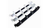 1U 4 Ring Horizontal Recessed Cable Tidy Management Panel with Brush Strip-White