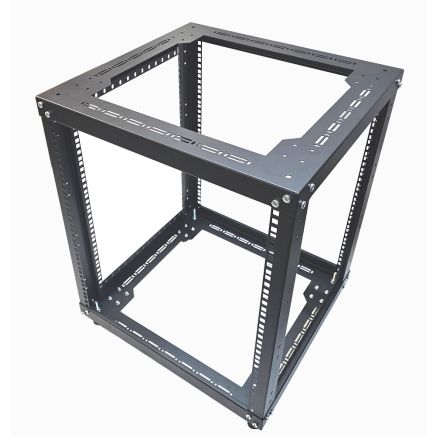 12u 19 inch 4 Post Open Frame Rack - Heavy Duty Flat Pack Data Network - Server Rack-500mm Deep - Black