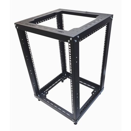 15u 19 inch 4 Post Open Frame Rack - Heavy Duty Flat Pack Data Network - Server Rack-500mm Deep - Black