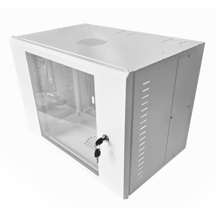 9U 19 inch Data Rack Cabinet - Networking Cabinet - Server Cabinet Fixed Front and Adjustable Rear 19 inch Rails 500mm Deep - White