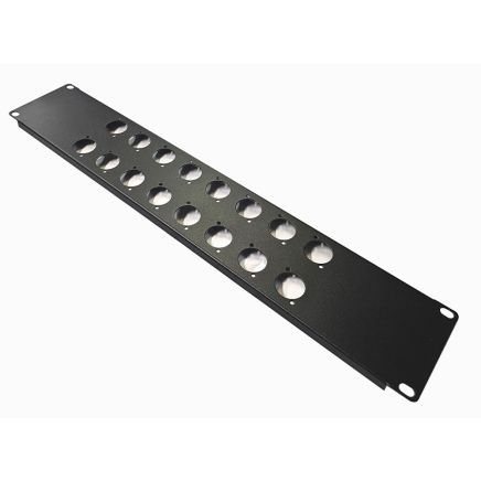 2U 19 inch Rack Panel Punched for 16x XLR Neutrik D-Series Connectors