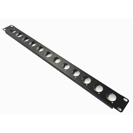 1U 19 inch Rack Panel Punched for 12x XLR Neutrik D-Series Connectors