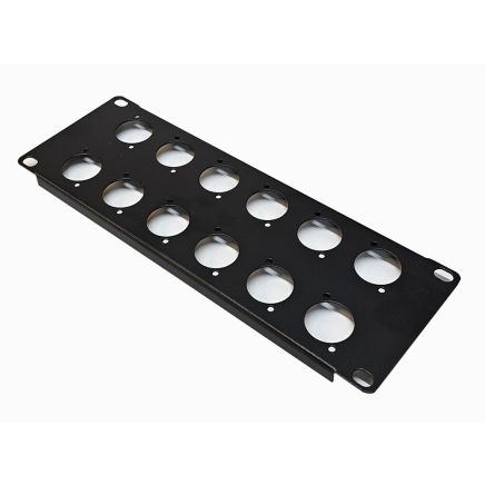 2U 10 inch Rack Panel Punched for 12x XLR Neutrik D-Series Connectors