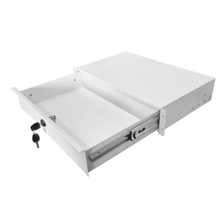 2U 19 inch Rack Mount Drawer - 280mm Deep - White