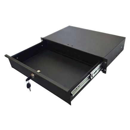 2U 19 inch Rack Mount Drawer - 280mm Deep - Black