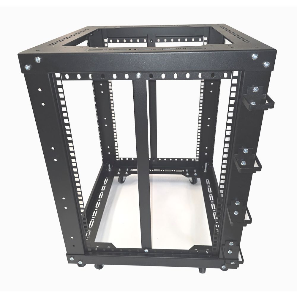 24u 4 Post Open Frame Rack - 19 inch - Heavy Duty - 500mm Deep - Black