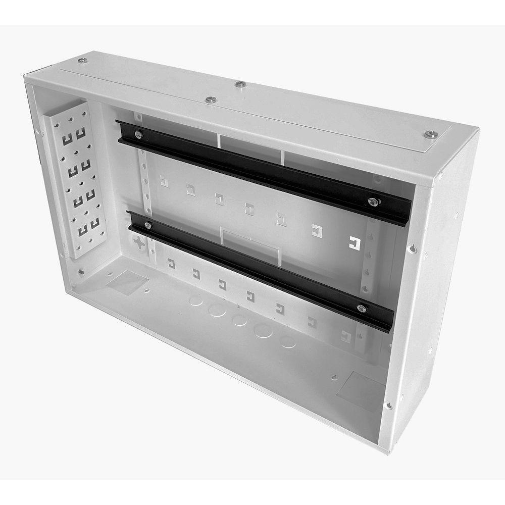 Universal Adjustable Enclosure - 2x 22 Way Module Dins / 2u Wall Box-350 Style - Grey