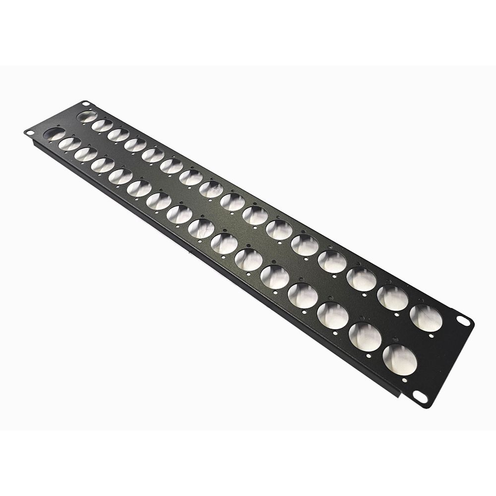 2U 19 inch Rack Panel Punched for 32x XLR Neutrik D-Series Connectors