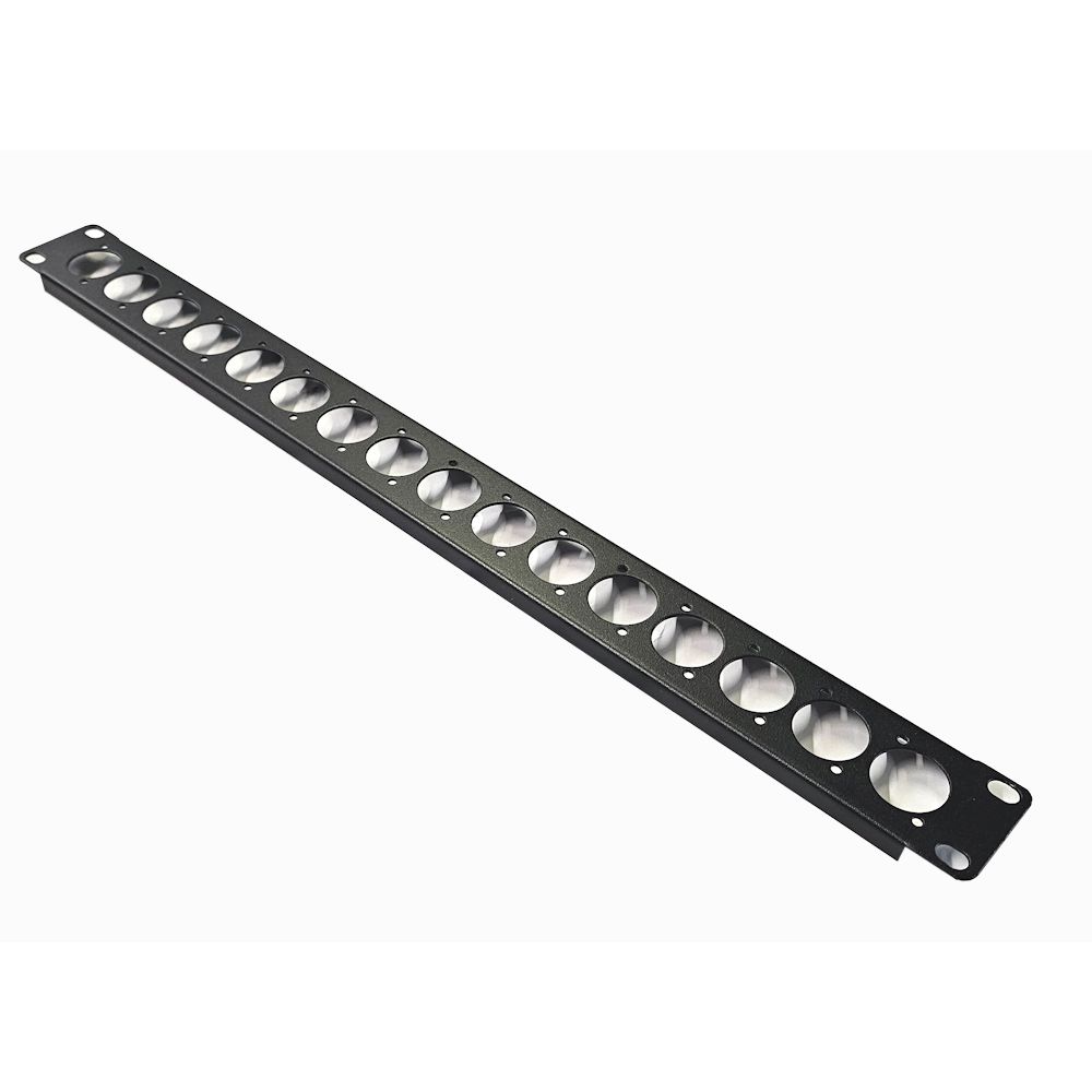 1U 19 inch Rack Panel Punched for 16x XLR Neutrik D-Series Connectors