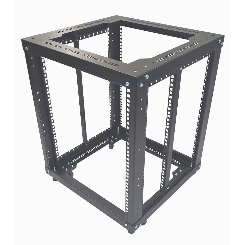 24u 4 Post Open Frame Rack - 19 inch - Heavy Duty - 500mm Deep - Black