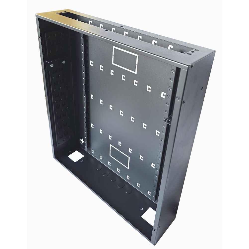 Universal Adjustable Enclosure - 3x 22 Way Module Dins / 2u Wall Box - 600 Style - Black