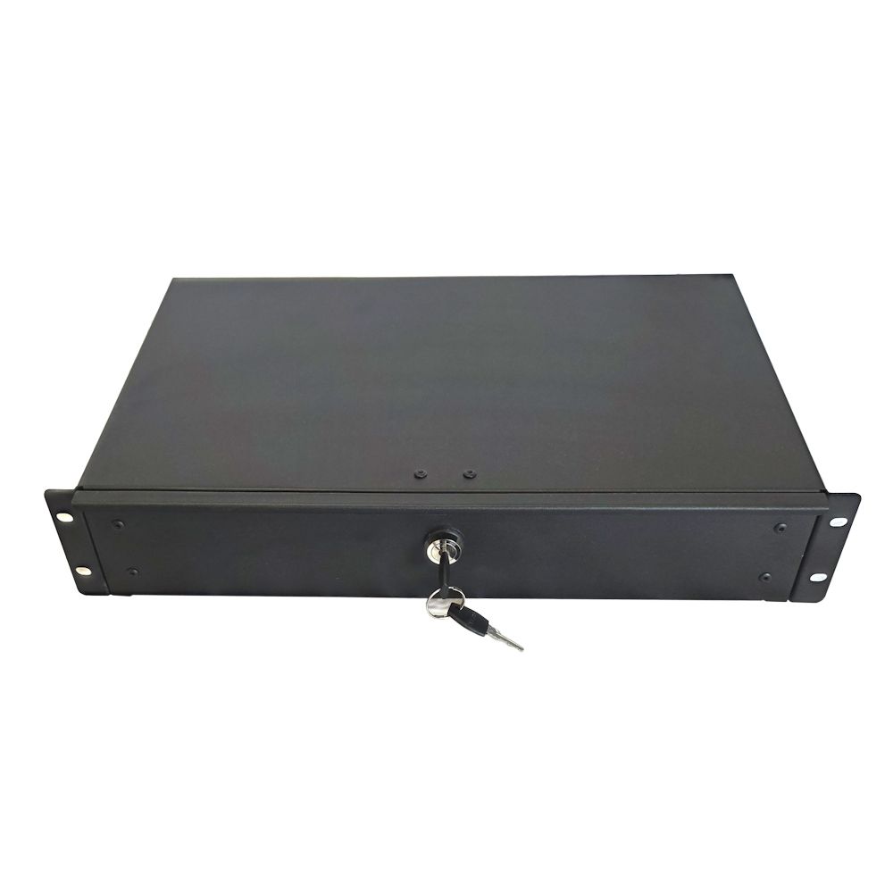2U 19 inch Rack Mount Drawer - 280mm Deep - Black