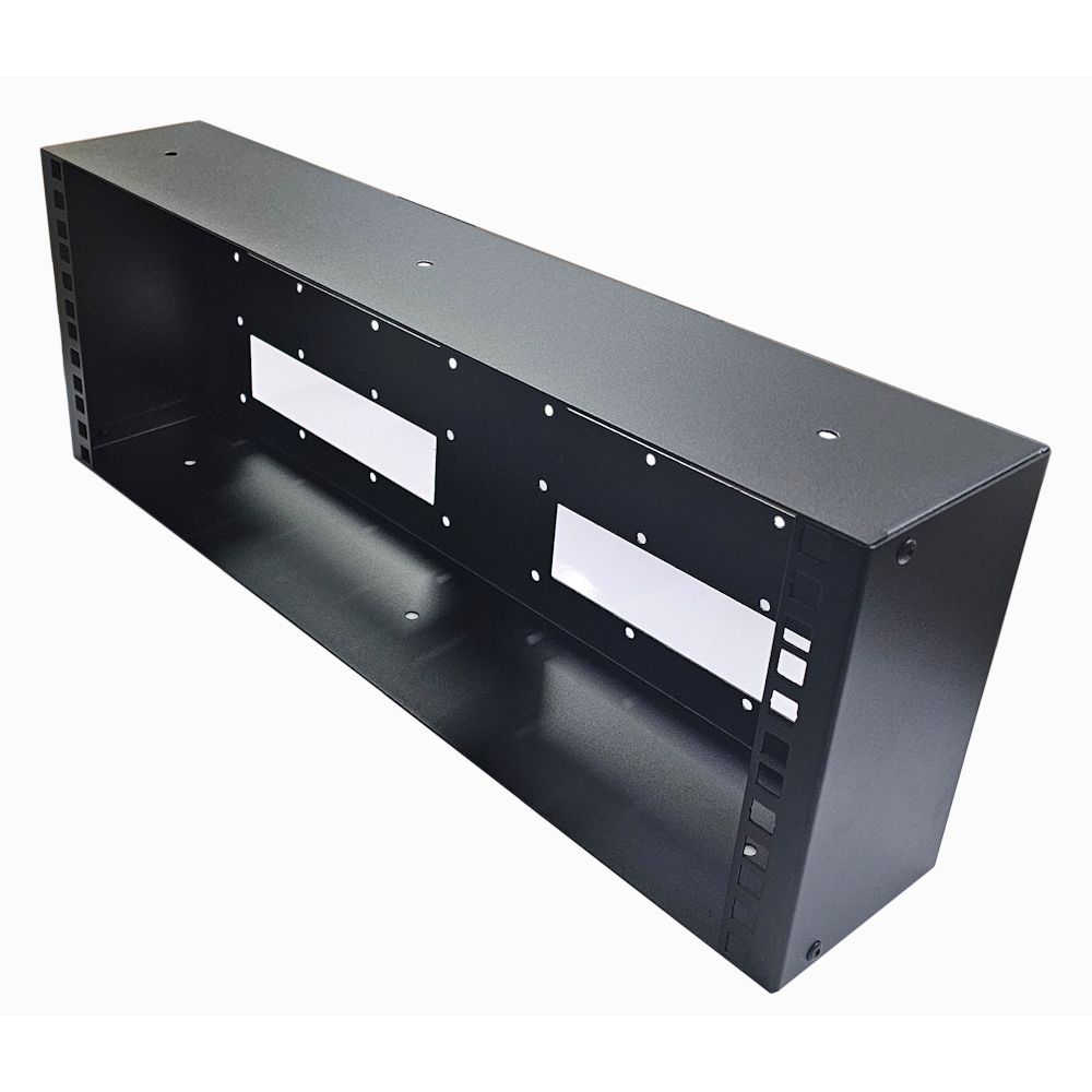 4u 19 inch Shallow Wall Mount Rack Box - 100mm Deep - Black