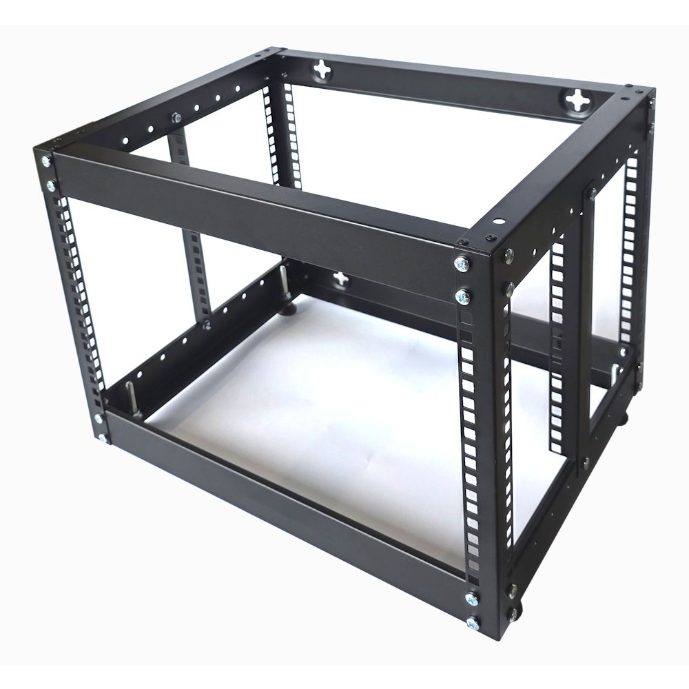 9u 4 Post Open Frame STD Floor Rack - 19 inch Internal Mounting Rail -Black(Per Set)