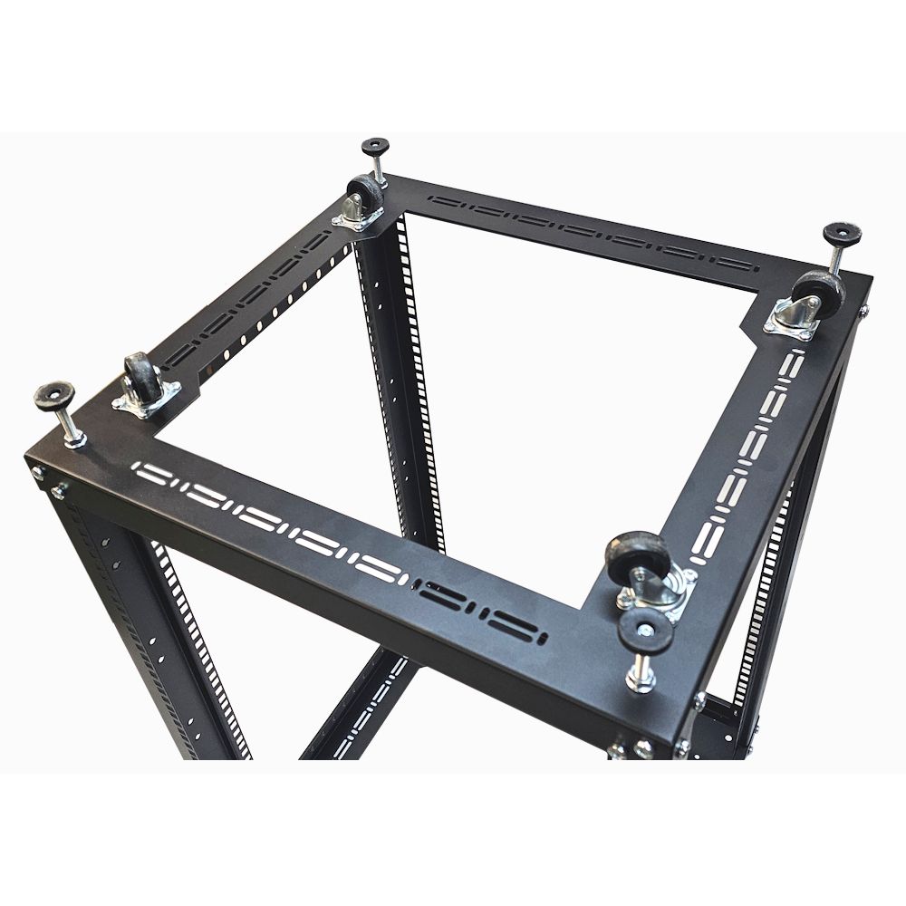 24u 4 Post Open Frame Rack - 19 inch - Heavy Duty - 500mm Deep - Black