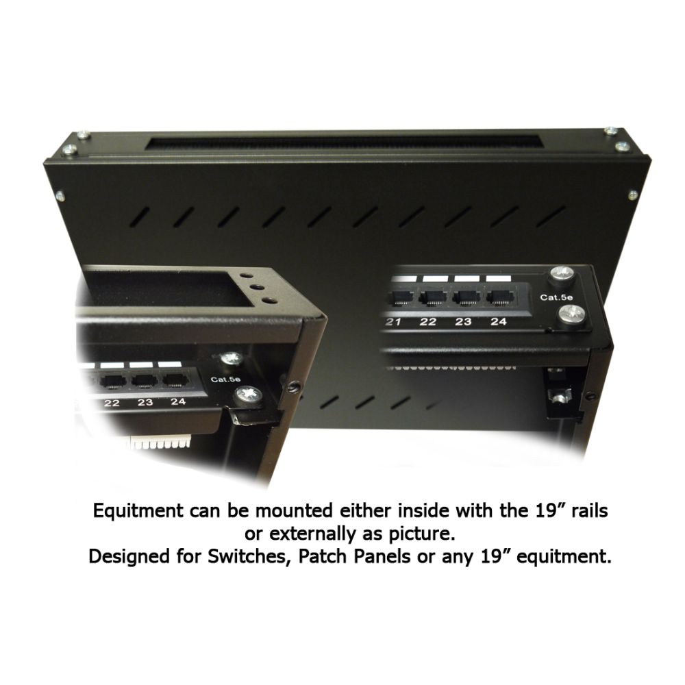 1U 19 inch Vertical Wall Mount Network Enclosure-Cabinet, Black