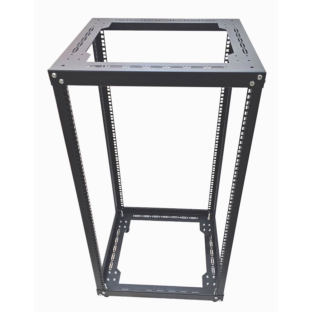 20u 19 inch 4 Post Open Frame Rack - Heavy Duty Flat Pack Data Network - Server Rack-500mm Deep - Black