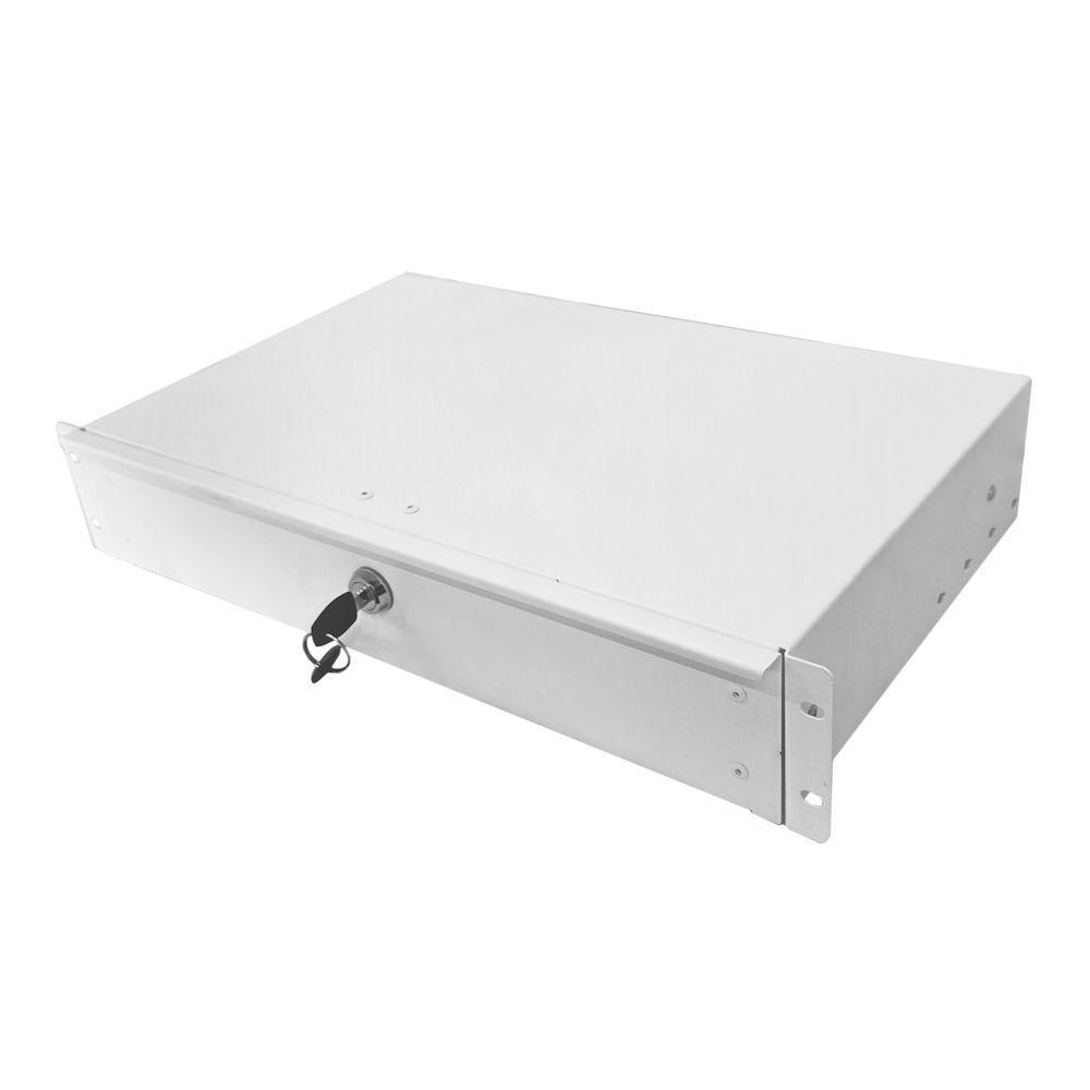 2U 19 inch Rack Mount Drawer - 280mm Deep - White