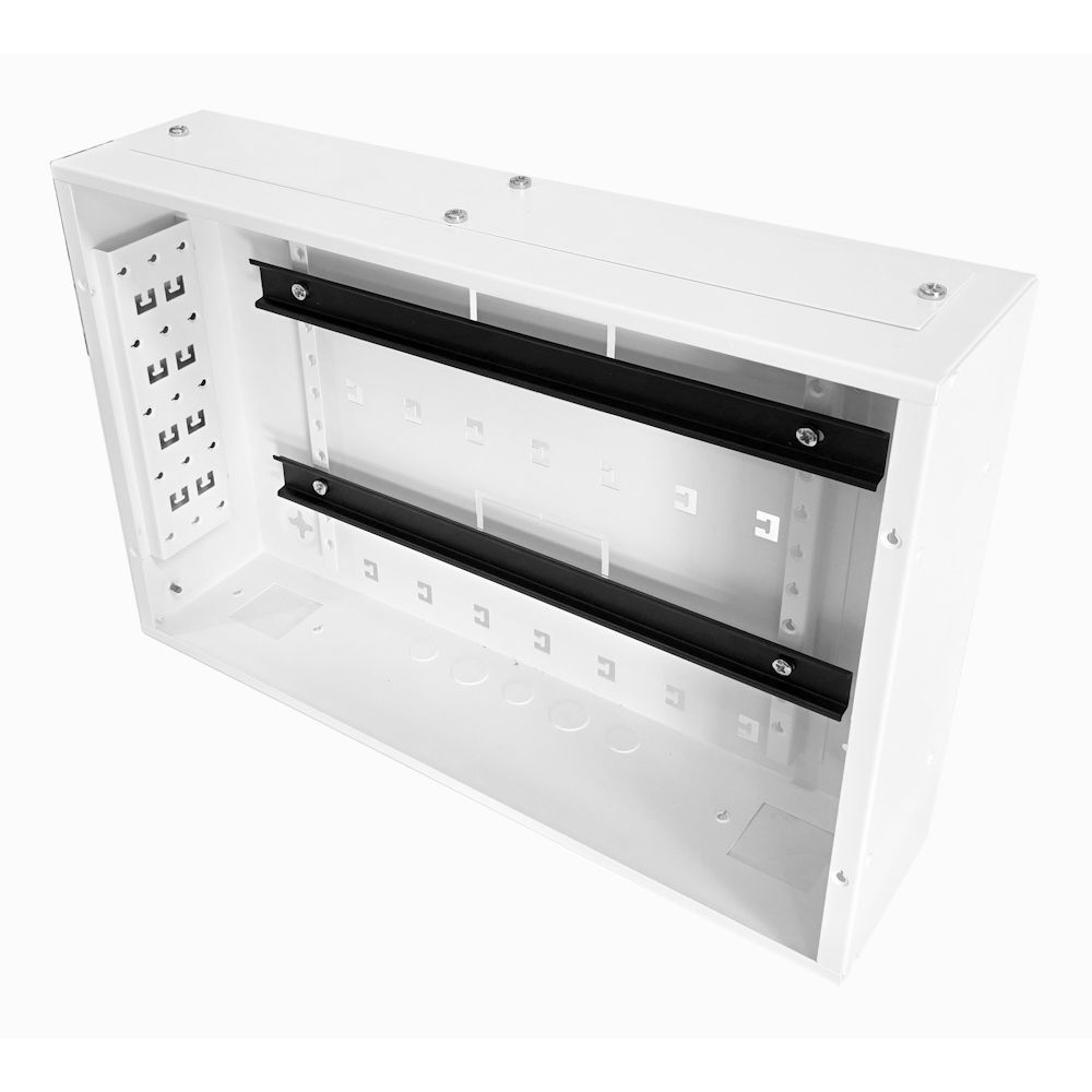Universal Adjustable Enclosure - 2x 22 Way Module Dins / 2u Wall Box-350 Style - White