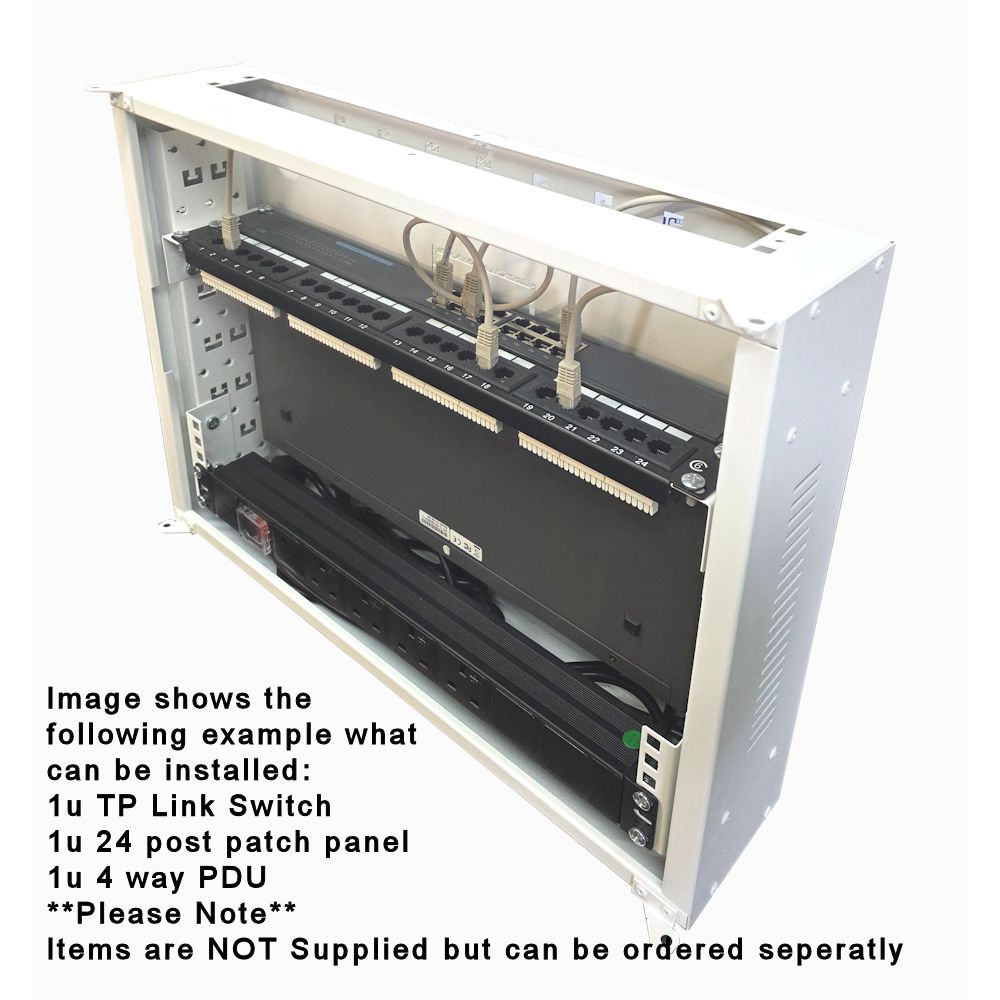 2U 19" Adjustable Low Profile Vertical Mount - Wall Mount Network / Server Cabinet 400 Style - White