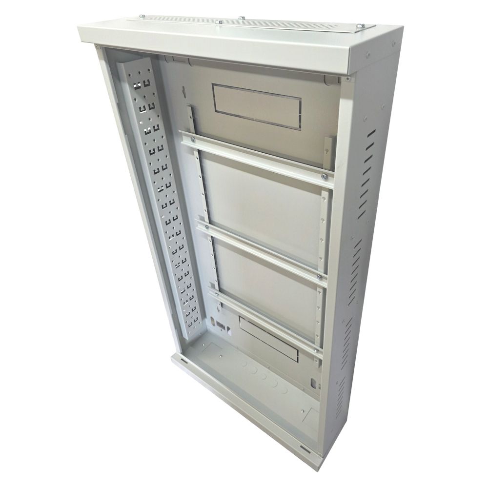 2u 19 inch or DIN Adjustable Vertical Mount / 3x 22 Way Module Dins Universal Wall Mount Enclosure-Wall Box-Cabinet - 1000 Style - Grey