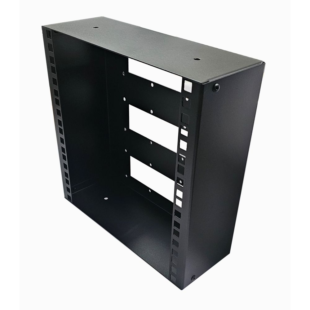 6u 10 inch Shallow Wall Mount Rack Box - 100mm Deep - Black