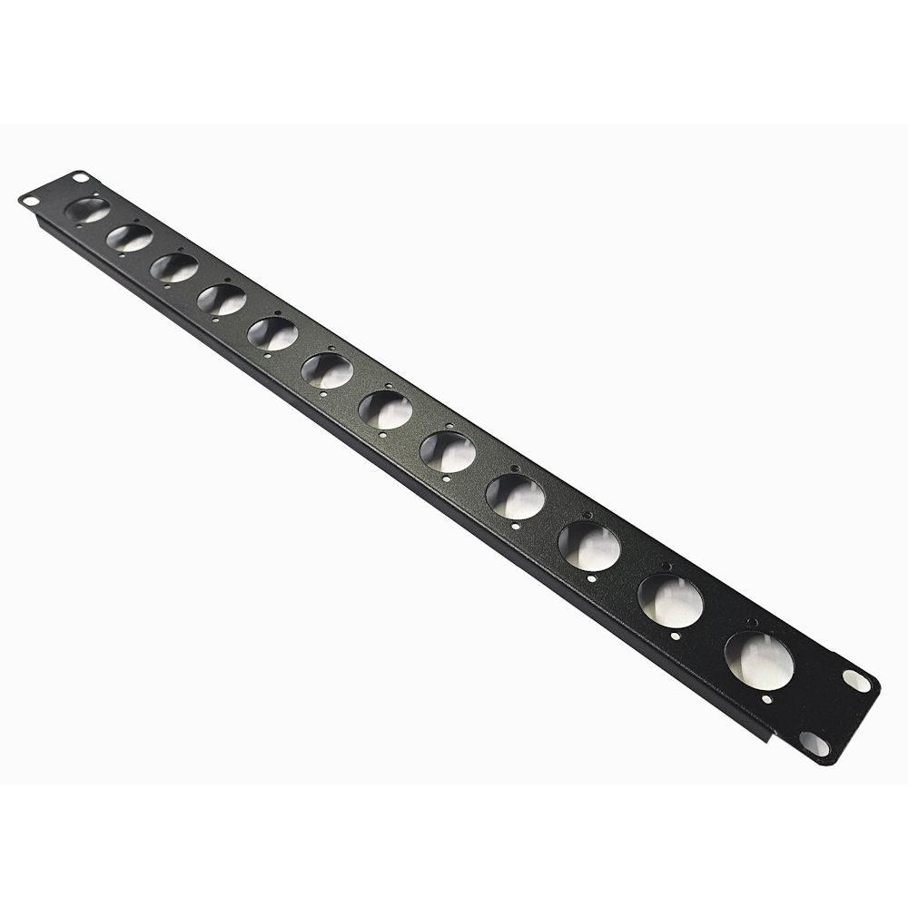 1U 19 inch Rack Panel Punched for 12x XLR Neutrik D-Series Connectors