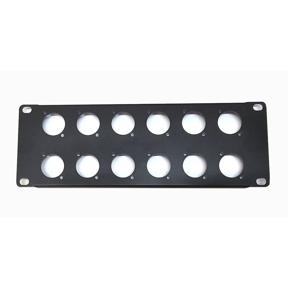 2U 10 inch Rack Panel Punched for 12x XLR Neutrik D-Series Connectors