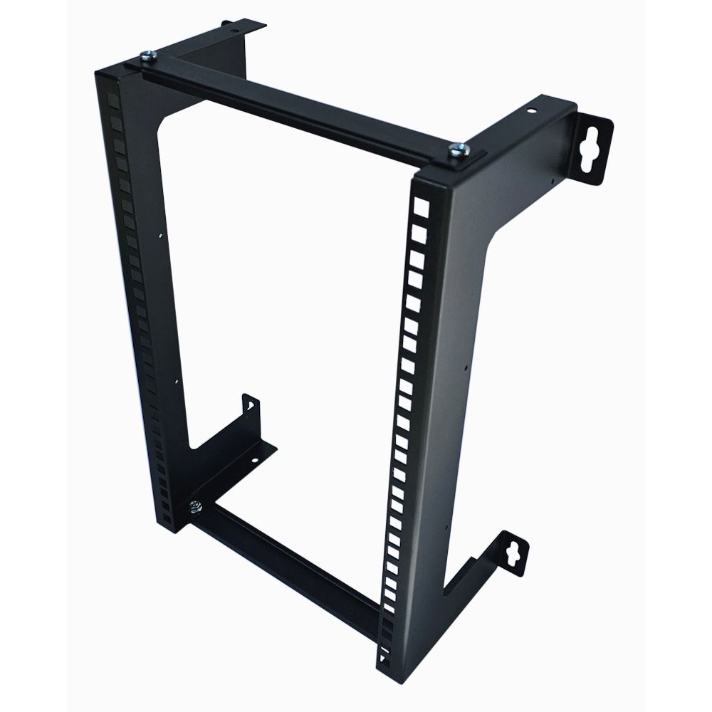 9u 19 inch 2 Post Open Frame Wall Rack - 150mm Deep - Black