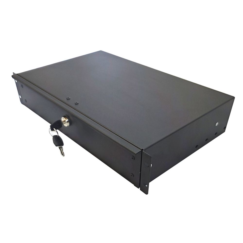 2U 19 inch Rack Mount Drawer - 280mm Deep - Black