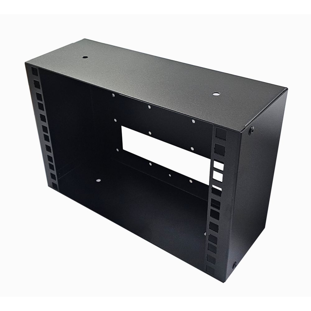 4u 10 inch Shallow Wall Mount Rack Box - 100mm Deep - Black