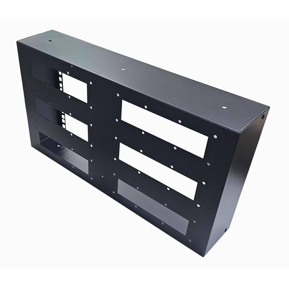 6u 19 inch Shallow Wall Mount Rack Box - 100mm Deep - Black