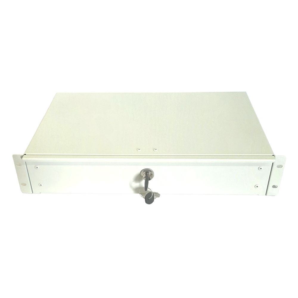 2U 19 inch Rack Mount Drawer - 280mm Deep - Grey