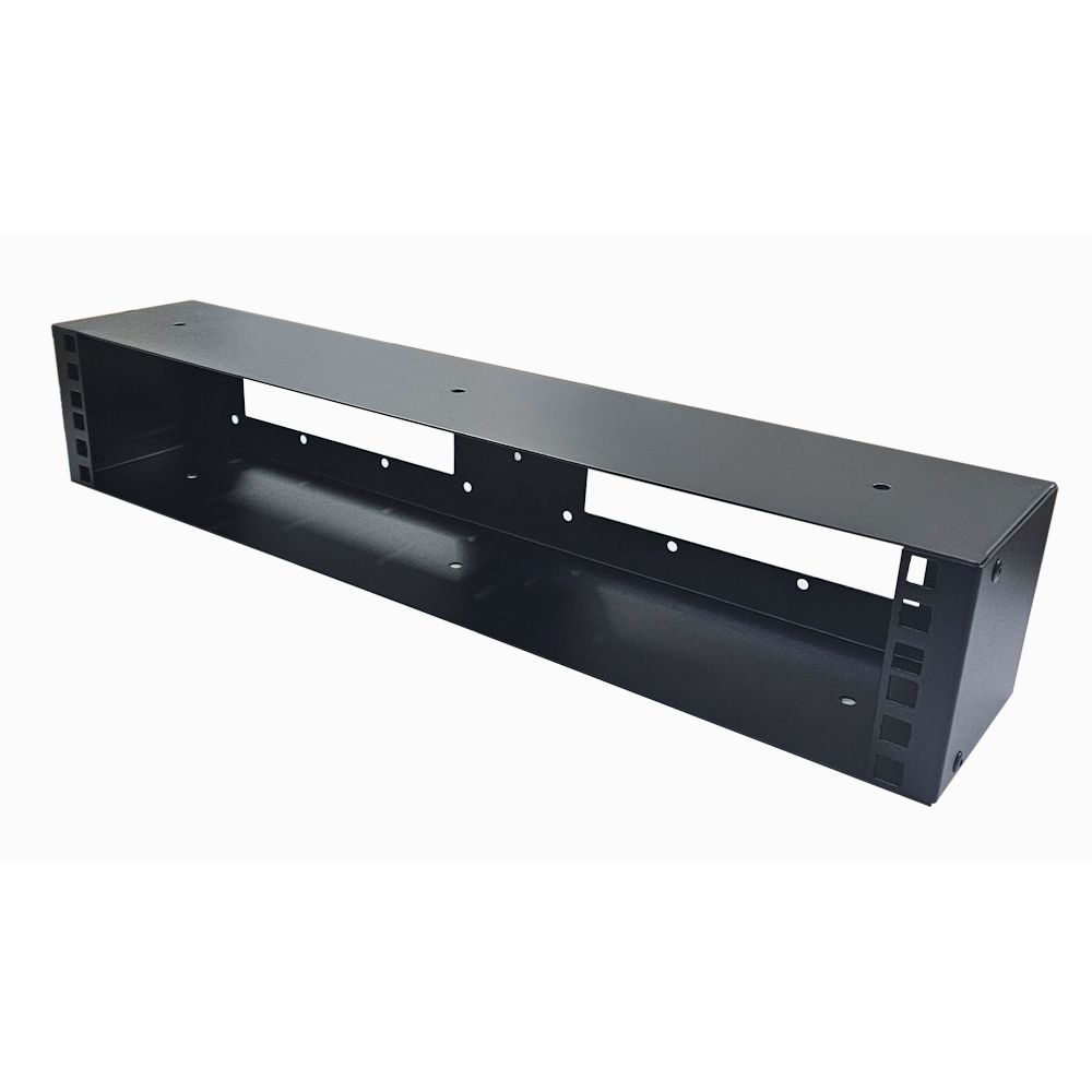 2u 19 inch Shallow Wall Mount Rack Box - 100mm Deep - Black