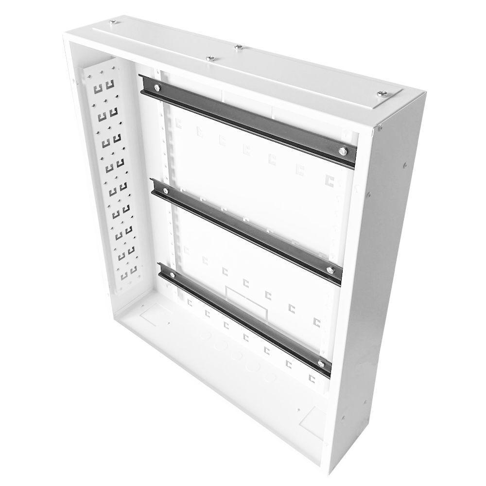 Universal Adjustable Enclosure - 3x 22 Way Module Dins / 2u Wall Box - 600 Style - White