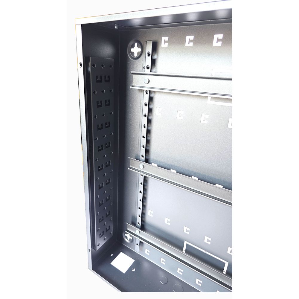 Universal Adjustable Enclosure - 3x 22 Way Module Dins / 2u Wall Box - 600 Style - Black