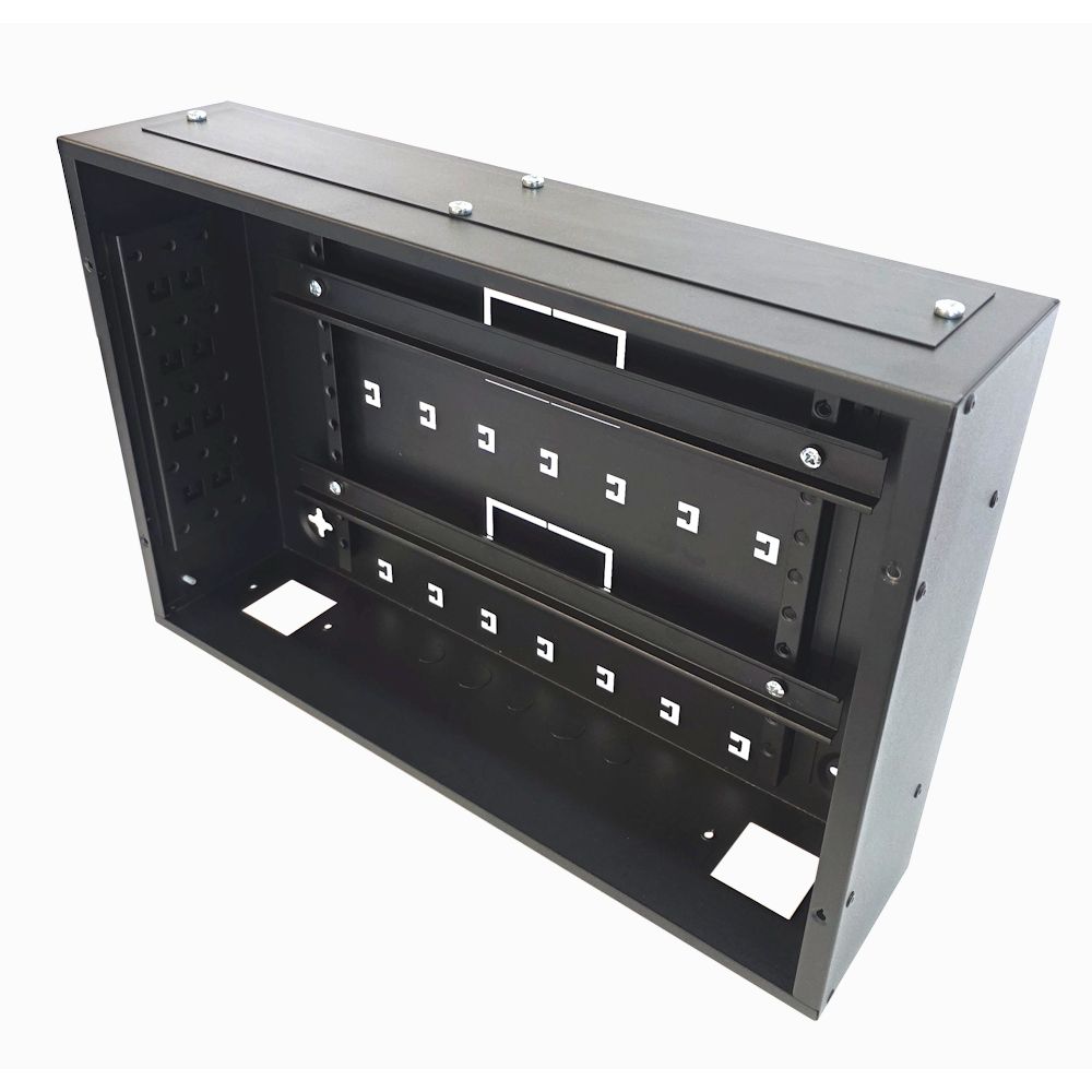 Universal Adjustable Enclosure - 2x 22 Way Module Dins / 2u Wall Box-350 Style - Black