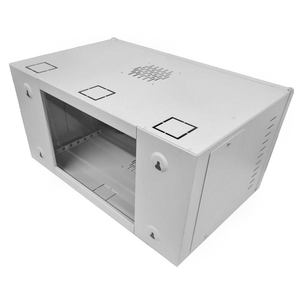 6U 19 Data Rack / Network Cabinet Fixed Front and Adjustable Rear 19 inch Rails 390mm Deep Grey