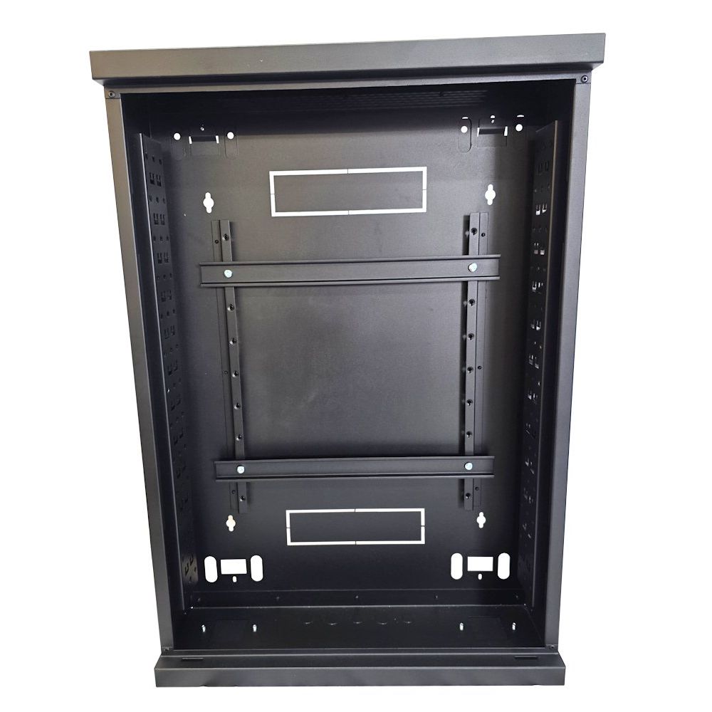 2u 19 inch or DIN Adjustable Vertical Mount / 2x 22 Way Module Dins Universal Wall Mount Enclosure-Wall Box-Cabinet - 800 Style - Black