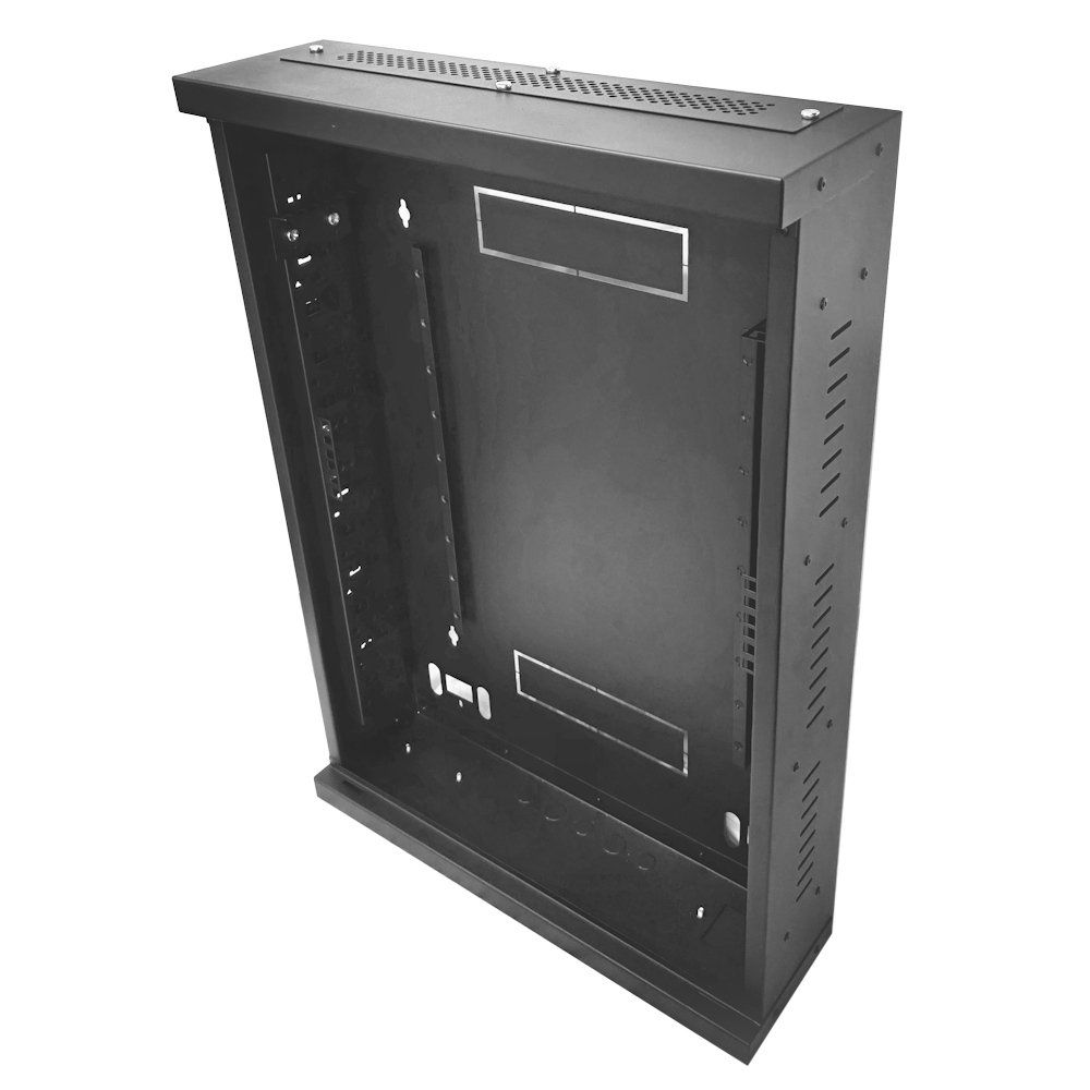 2u 19 inch or DIN Adjustable Vertical Mount / 2x 22 Way Module Dins Universal Wall Mount Enclosure-Wall Box-Cabinet - 800 Style - Black