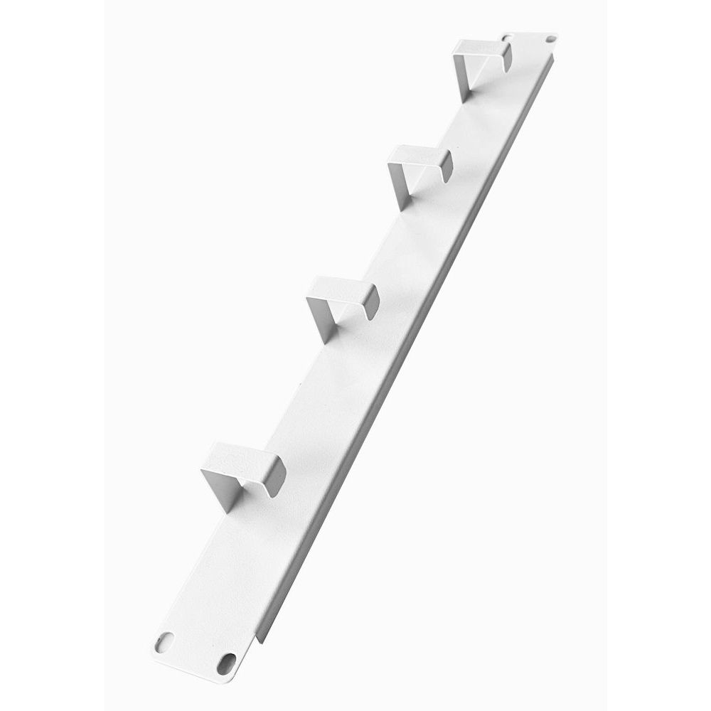 1U 4 Ring Horizontal Low Profile Cable Tidy Management Panel White