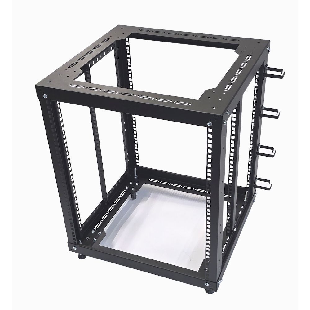 24u 4 Post Open Frame Rack - 19 inch - Heavy Duty - 500mm Deep - Black