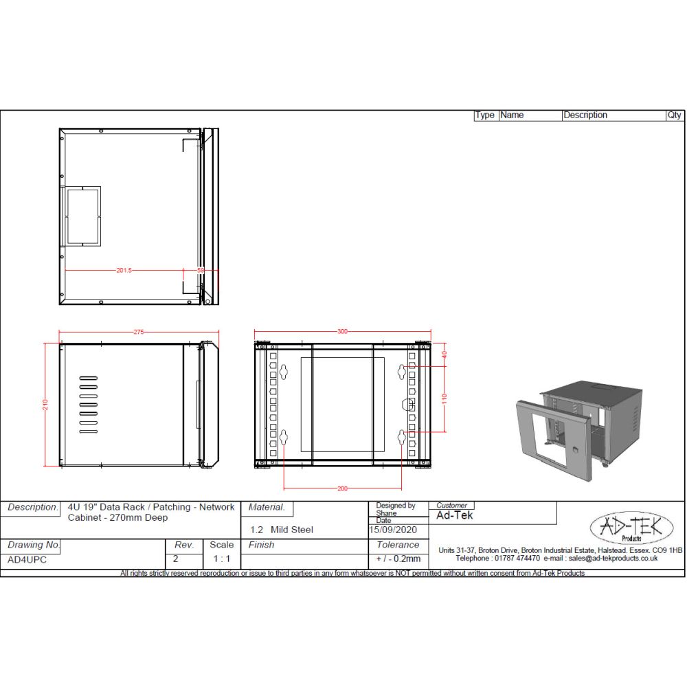 4U 10 inch SoHo Mini Data Rack Network Cabinet