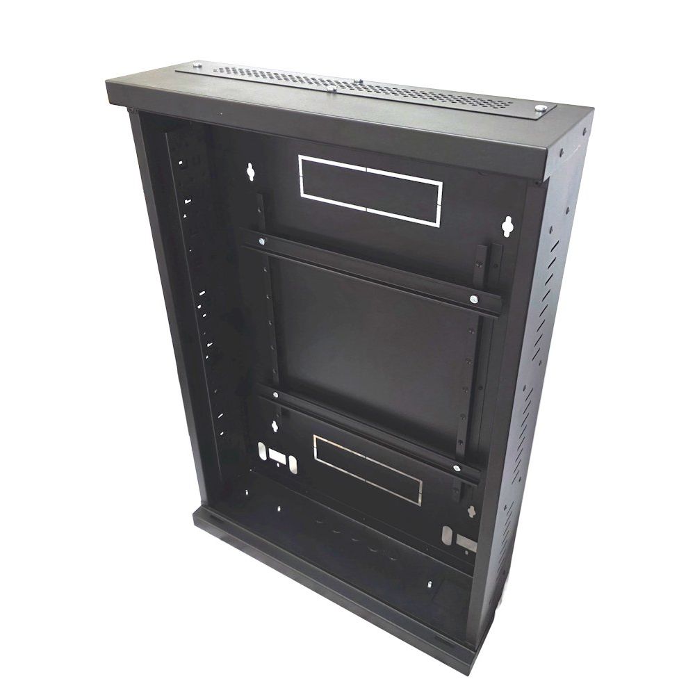 2u 19 inch or DIN Adjustable Vertical Mount / 2x 22 Way Module Dins Universal Wall Mount Enclosure-Wall Box-Cabinet - 800 Style - Black