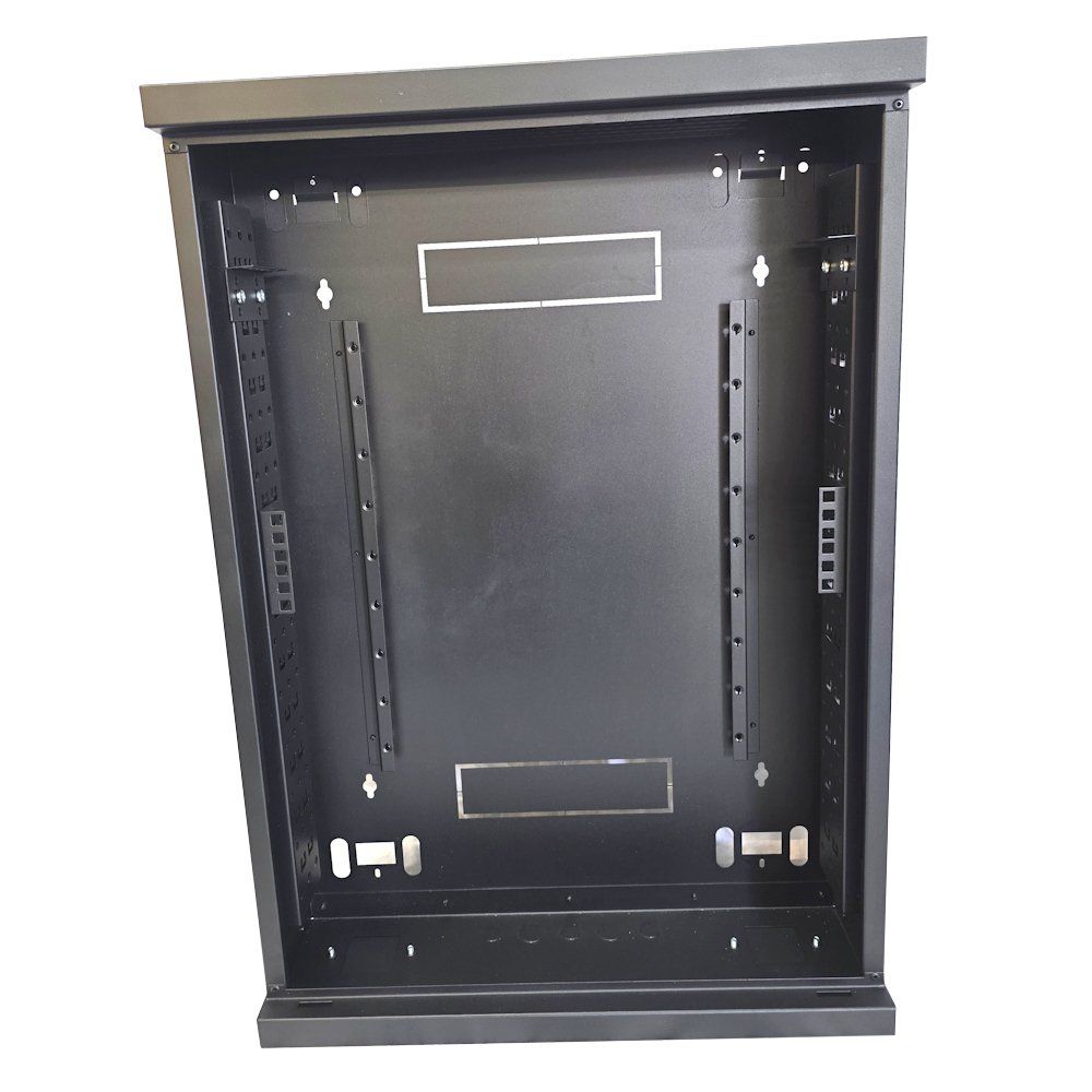 2u 19 inch or DIN Adjustable Vertical Mount / 2x 22 Way Module Dins Universal Wall Mount Enclosure-Wall Box-Cabinet - 800 Style - Black
