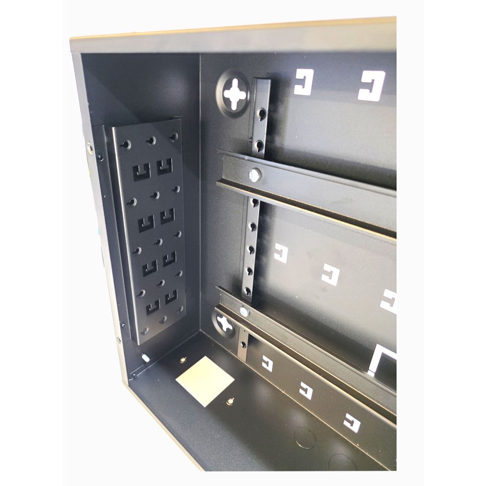 Universal Adjustable Enclosure - 2x 22 Way Module Dins / 2u Wall Box-350 Style - Black
