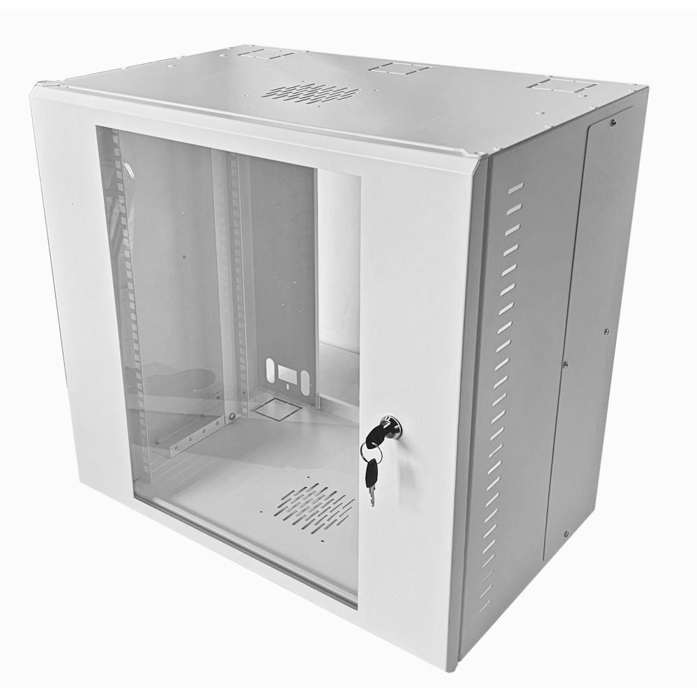 12U 19 inch Data Rack - Network - Server Cabinet Fixed Front and Adjustable Rear 19 inch Rails 390mm Deep - White